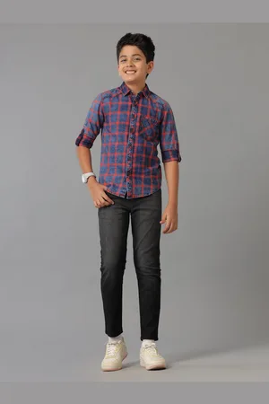 UNDER FOURTEEN ONLY Boys Tartan Checks Opaque Checked Casual Shirt