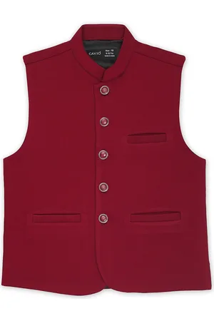 CAVIO Boys Mandarin Collar Pure Cotton Nehru Jacket