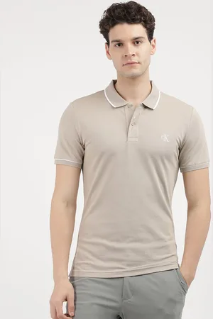 Calvin Klein Men Solid Polo Collar Cotton Slim Fit T-Shirt