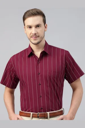 HANCOCK Men Slim Fit Opaque Striped Pure Cotton Formal Shirt