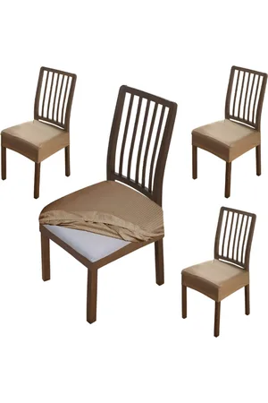 HOKIPO 4 Pieces Brown Self Design Comfortable Chair Covers