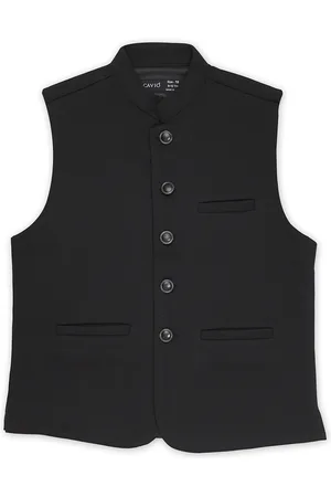 CAVIO Boys Mandarin Collar Pure Cotton Nehru Jacket