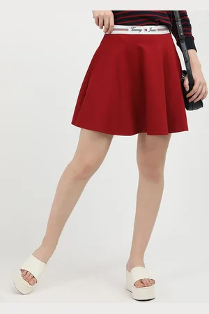 Tommy Hilfiger Women F & F Logo Waistband Flared Mini Skirt