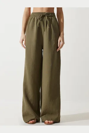 Happiness istanbul Women High-Rise Pure Cotton Trousers