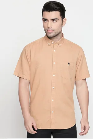 Giordano Men Beige Smart Regular Fit Solid Casual Shirt