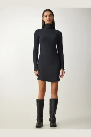 Happiness istanbul High Neck Ribbed Mini Bodycon Dress