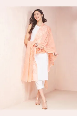 Fabindia Embroidered Woven Design Dupatta with Chikankari