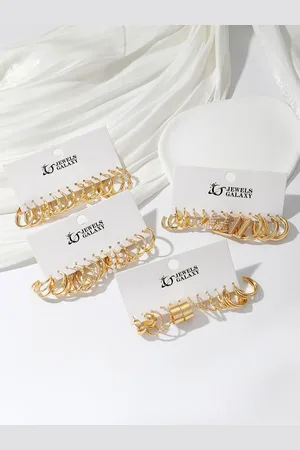 Jewels Galaxy Set of 24 Gold Plated Half Hoop Earrings