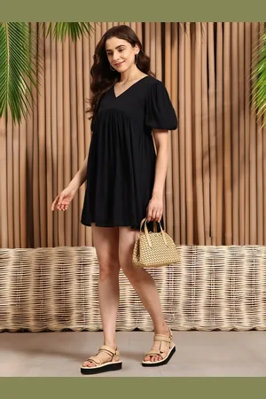 Mast & Harbour Puff Sleeve Empire Mini Dress