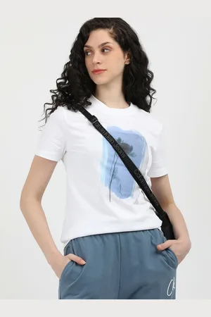 Calvin Klein Women Graphic Printed Round Neck Cotton T-Shirt