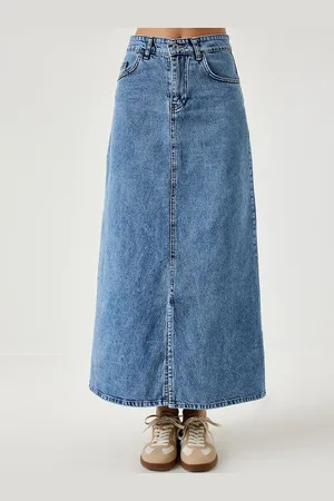 Happiness istanbul Denim A-line Maxi Skirt