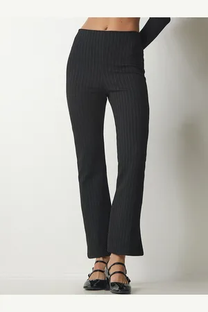 Happiness istanbul Women Striped Bootcut Trousers