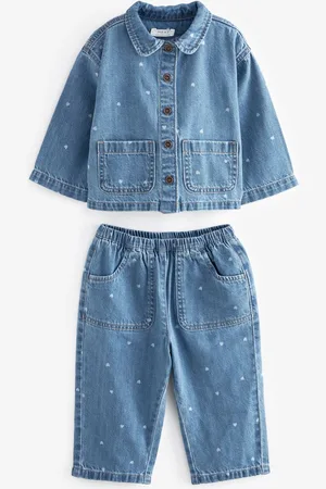 Next Infant Girls Pure Cotton Printed Denim Clothing Set
