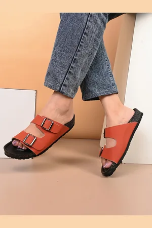 HERE&NOW Women Open Toe Flats with Buckles
