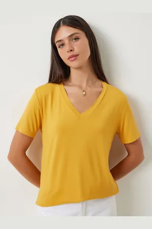 Happiness istanbul Women Solid V-Neck T-Shirt