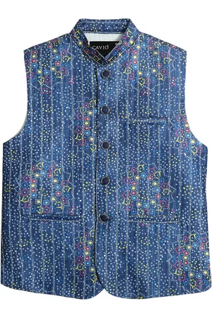 CAVIO Boys Embroidered Pure Cotton Woven Nehru Jacket