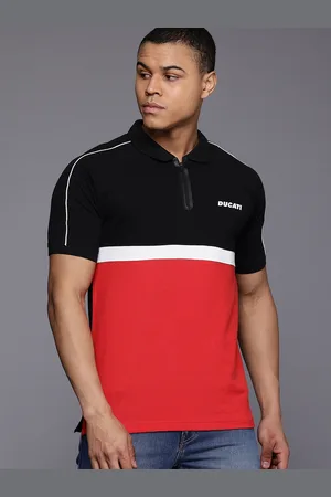 DUCATI Colourblocked Pure Cotton Polo Collar T-shirt