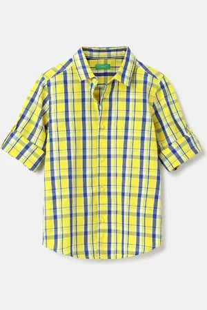 Benetton Boys Spread Collar Tartan Checked Cotton Casual Shirt