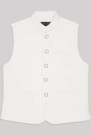 CAVIO Boys Mandarin Collar Pure Cotton Nehru Jacket