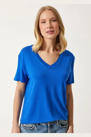 Happiness istanbul Women Solid V-Neck T-Shirt