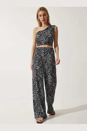 Happiness istanbul Animal Printed One Shoulder Top With Trouser
