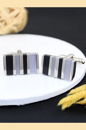 PELUCHE Silver-Toned & Multicoloured Cufflink