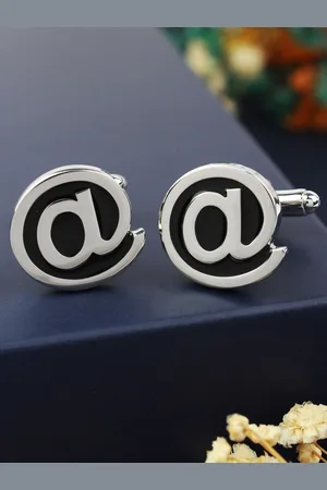 PELUCHE Silver-Toned The Internet Novelty Symbol Cufflink