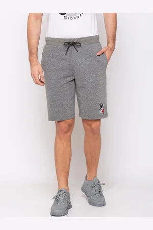 Giordano Men Grey Solid Slim Fit Regular Shorts