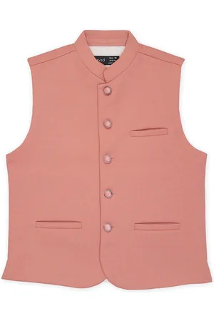 CAVIO Boys Mandarin Collar Sleeveless Pure Cotton Nehru Jackets