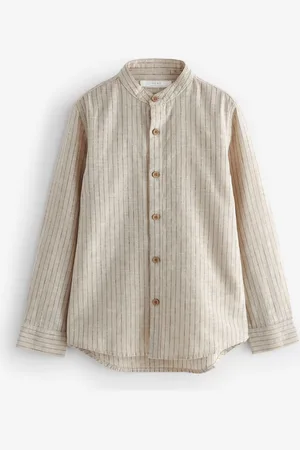 Next Boys Linen Cotton Striped Casual Shirt