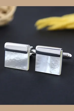 PELUCHE Natural Mother of Pearl Stone (Semi-precious) Cufflinks for Men
