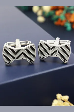 PELUCHE Black & Grey Geometric Cufflink