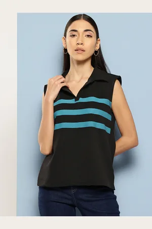 Chemistry Striped Polo Collar Sleeveless T-shirt