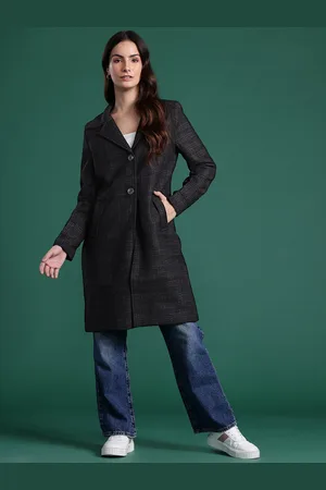 DressBerry Checked Single-Breasted Longline Overcoat