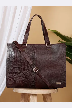 Teakwood Leathers Textured Leather Structured Tote Bag