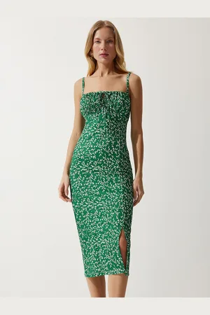 Happiness istanbul Women Floral Printed Sleeveless Bodycon Dress
