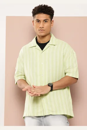 HARVARD Men Drop-shoulder Sleeves Striped Pure Cotton Shirt