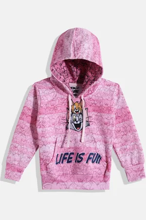 Eteenz Girls Tom & Jerry Printed Cotton Hooded Sweatshirt