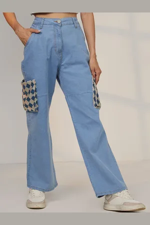 Campus Women Comfort High-Rise Stretchable Contrast Patch Denim Jeans