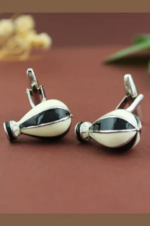 PELUCHE White & Black Contemporary Cufflink