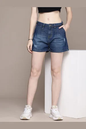 Roadster The Life Co. Women Pleated Denim Shorts
