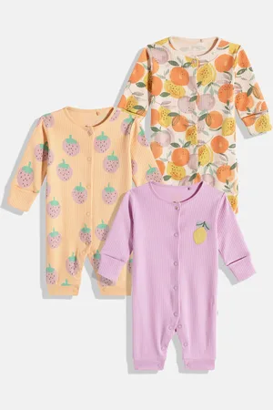 Next Infant Girls Pack of 3 Printed Pure Cotton Rompers
