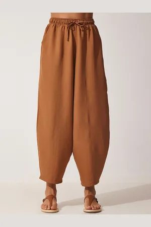 Happiness istanbul Women High-Rise Pure Cotton Trousers