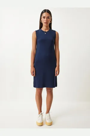 Happiness istanbul Women Cotton Round Neck Sheath Dress
