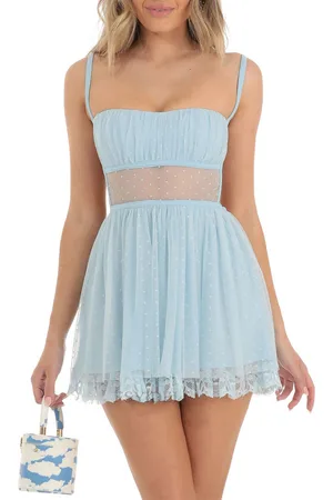 LULU & SKY Women Self Design Shoulder Straps Fit & Flare Dress