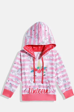 Eteenz Girls Cotton Printed Hooded Sweatshirt