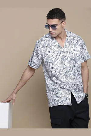 Invictus Men Sport Cuban Collar Floral Printed Cotton Relaxed Fit Casual Shirt
