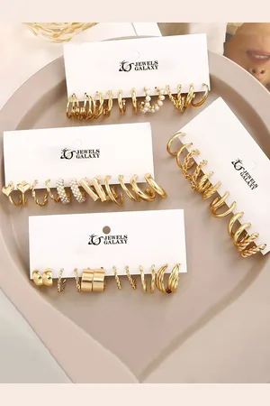 Jewels Galaxy Set of 24 Gold Plated Half Hoop Earrings