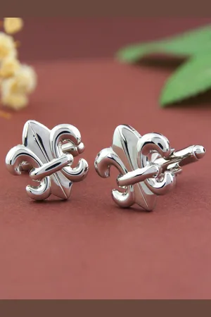 PELUCHE Men Silver Orchid Cufflinks