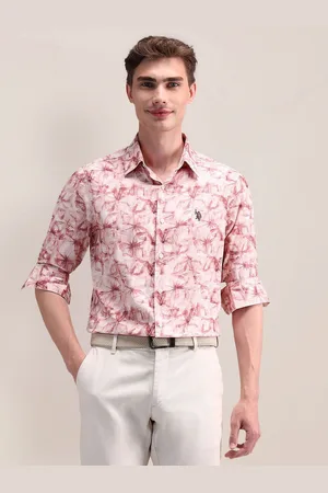 U.S. Polo Assn. Men Classic Spread Collar Abstract Printed Cotton Formal Shirt